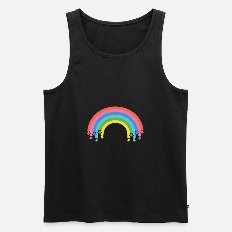 Regenbogen mit Sternen - Männer Premium Bio Tank Top - Schwarz