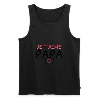 Je t'aime papa. Papa je t'aime. Fête des pères - Débardeur bio Premium Homme - noir - Devant - Michal (187cm)