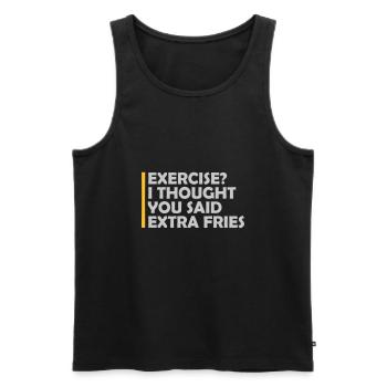 Exercise Extra Fries Zitat - Männer Premium Bio Tank Top - Schwarz - Vorne - AI Model Male 178 light (178cm)