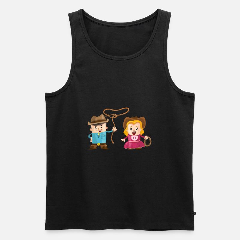 Cowboy mit Mädchen - Männer Premium Bio Tank Top - Schwarz