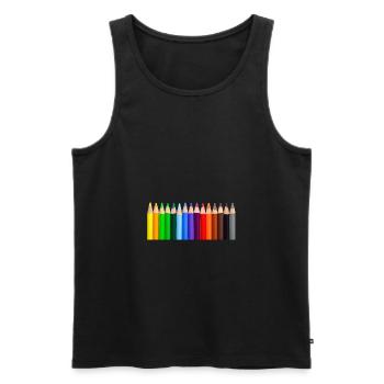 Bunte Stifte - Männer Premium Bio Tank Top - Schwarz - Vorne - AI Model Male 178 light (178cm)
