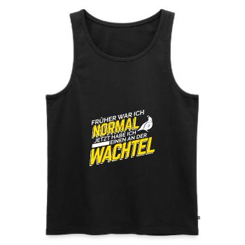 Wachtel Geschenkidee - Männer Premium Bio Tank Top - Schwarz - Vorne - Michal (187cm)