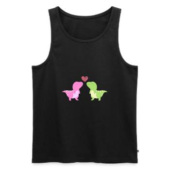Cute Dinosaurs In Love - Men's Premium Organic Tank Top - black - Front - AI Model Male 178 light (178cm)
