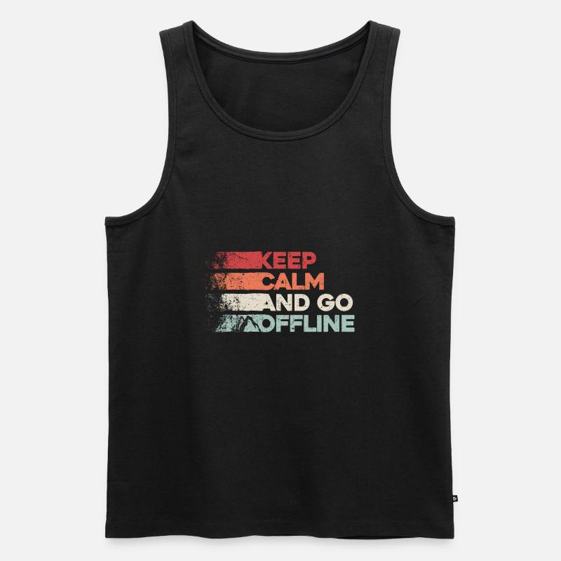 Keep Calm And Go Offline. Wandern Design - Männer Premium Bio Tank Top - Schwarz