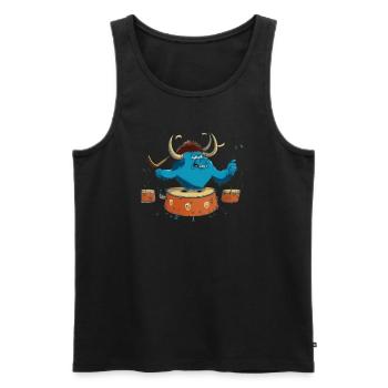 Büffel auf Trommeln - Männer Premium Bio Tank Top - Schwarz - Vorne - Michal (187cm)
