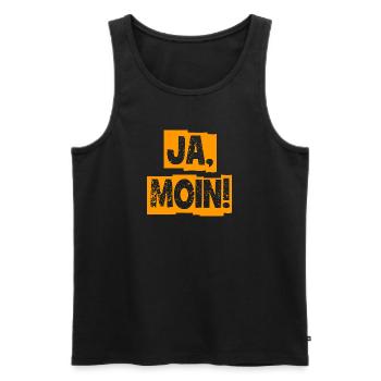 Ja Moin! - Guten Morgen - Nordsee - Ostsee - Anker - Männer Premium Bio Tank Top - Schwarz - Vorne - Michal (187cm)