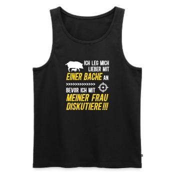 Jagdmotiv Jagd Wildschwein Jäger Jagdspruch Bache - Männer Premium Bio Tank Top - Schwarz - Vorne - Michal (187cm)