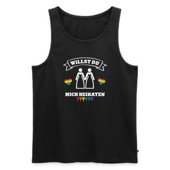 Antrag Hochzeit LGBTQ Willst Du mich Heiraten - Männer Premium Bio Tank Top - Schwarz - Vorne - Michal (187cm)