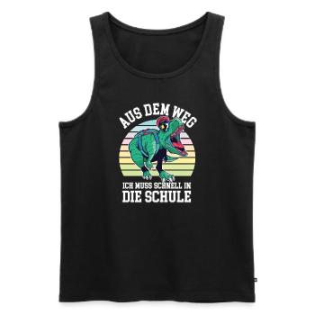 Aus Dem Weg Ich Muss In Die Schule Dinosaurier - Männer Premium Bio Tank Top - Schwarz - Vorne - Michal (187cm)