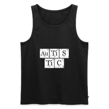 Tableau Périodique AuTiSTiC Nerd Geek - Débardeur bio Premium Homme - noir - Devant - AI Model Male 178 light (178cm)