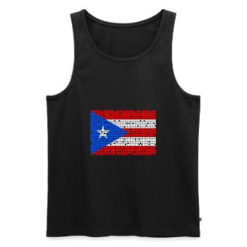 8bit Puerto Rico - Männer Premium Bio Tank Top - Schwarz - Vorne - AI Model Male 178 light (178cm)