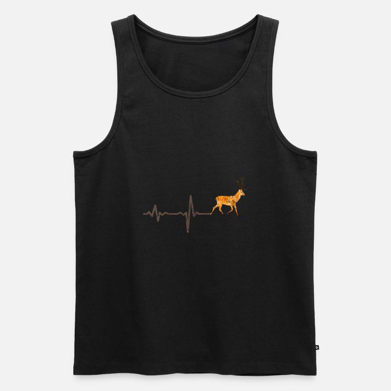 Heartbeat Hirsch farbig - Geschenk - Männer Premium Bio Tank Top - Schwarz