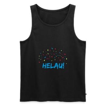 Carnival motif with helau and confetti - Men's Premium Organic Tank Top - black - Front - AI Model Male 178 light (178cm)