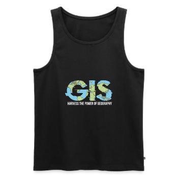 GIS Harness The Power Of Geography - Men's Premium Organic Tank Top - black - Front - AI Model Male 178 light (178cm)