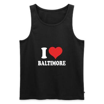 Baltimore - Männer Premium Bio Tank Top - Schwarz - Vorne - AI Model Male 178 light (178cm)