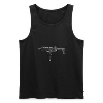 Mitraillette Uzi - Débardeur bio Premium Homme - noir - Devant - AI Model Male 178 light (178cm)