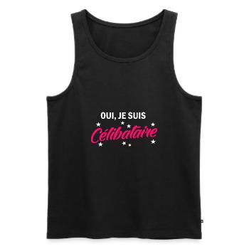 Oui Je suis Célibataire - Débardeur bio Premium Homme - noir - Devant - Michal (187cm)