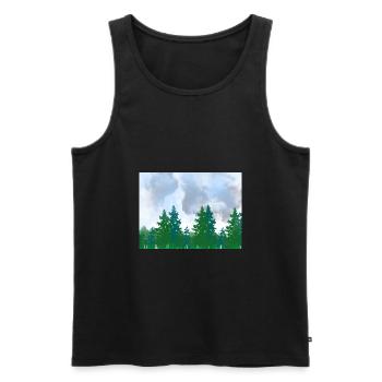 Landscape Scenery Watercolor Forest on a Cloudy - Men's Premium Organic Tank Top - black - Front - AI Model Male 178 light (178cm)