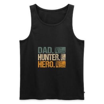 Chasseur Père Papa Hero Sprüch Drôle Rétro Style - Débardeur bio Premium Homme - noir - Devant - Michal (187cm)