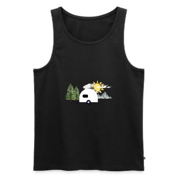 Nature with caravan - Men's Premium Organic Tank Top - black - Front - AI Model Male 178 light (178cm)