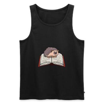 Hérisson mignon Lecture Livres Littérature Nature - Débardeur bio Premium Homme - noir - Devant - AI Model Male 178 light (178cm)