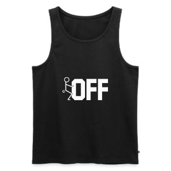 fuck off - Men's Premium Organic Tank Top - black - Front - Michal (187cm)
