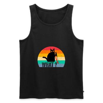 Mord Katze Was? Liebende Katze Retro - Männer Premium Bio Tank Top - Schwarz - Vorne - AI Model Male 178 light (178cm)