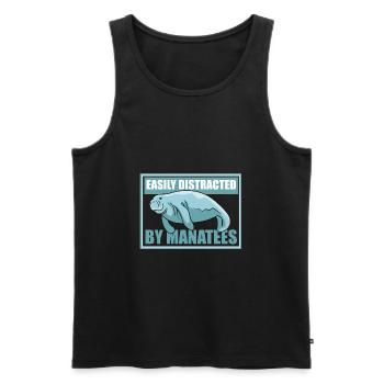 Distracted by Manatees Cute Manatee Funny Sea - Men's Premium Organic Tank Top - black - Front - AI Model Male 178 light (178cm)