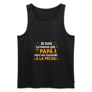 La Preuve Que Papa N'Est Pas Toujours À La Pêche - Débardeur bio Premium Homme - noir - Devant - Michal (187cm)