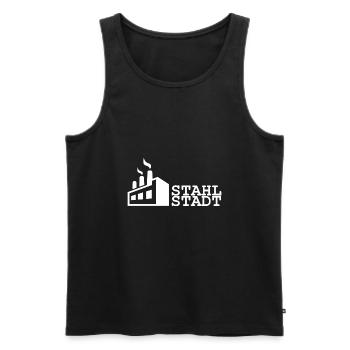 Stahlstadt - Linz - Männer Premium Bio Tank Top - Schwarz - Vorne - AI Model Male 178 light (178cm)