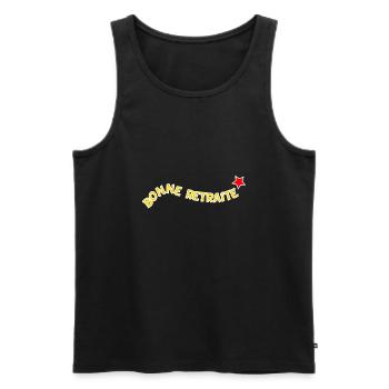RETRAITE. BONNE RETRAITE. JOYEUSE RETRAITE - Débardeur bio Premium Homme - noir - Devant - Michal (187cm)