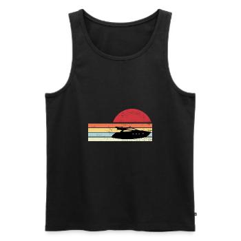 Retro Motorboot - Männer Premium Bio Tank Top - Schwarz - Vorne - AI Model Male 178 light (178cm)