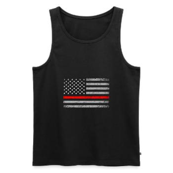 USA Flag Thin Red Line Fireman Firefighter - Men's Premium Organic Tank Top - black - Front - AI Model Male 178 light (178cm)