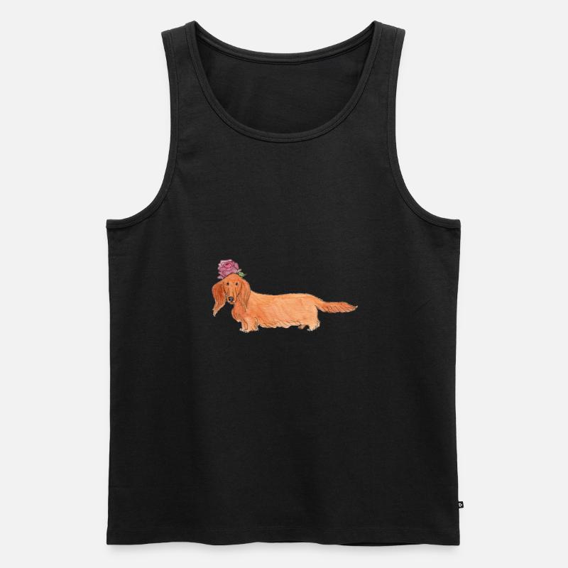 Dackel mit Blume - Männer Premium Bio Tank Top - Schwarz