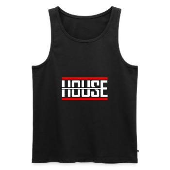 House Music - Männer Premium Bio Tank Top - Schwarz - Vorne - Michal (187cm)
