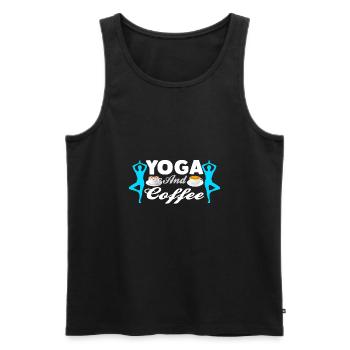 Yoga And Coffee - Men's Premium Organic Tank Top - black - Front - AI Model Male 178 light (178cm)