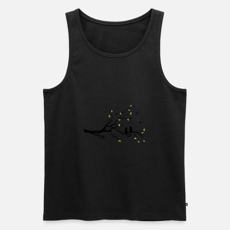 2 Katzen mit Herz sitzen auf einem Baum. - Männer Premium Bio Tank Top - Schwarz