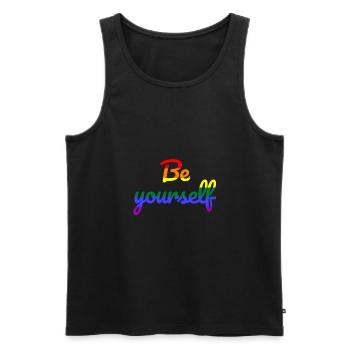 Be yourself - Männer Premium Bio Tank Top - Schwarz - Vorne - Michal (187cm)