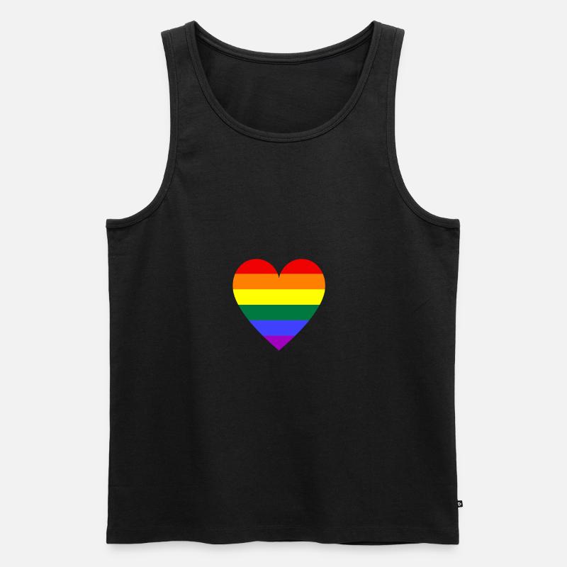 Regenbogen Herz - Männer Premium Bio Tank Top - Schwarz