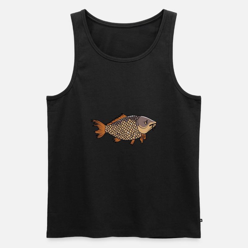 Grantiger Karpfen / Grumpy Carp - Männer Premium Bio Tank Top - Schwarz