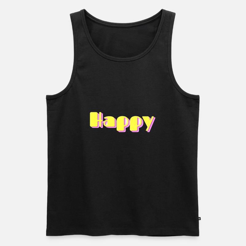 Happy - Männer Premium Bio Tank Top - Schwarz