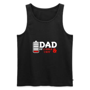 Papa de 2 filles et 1 garçon - Débardeur bio Premium Homme - noir - Devant - Michal (187cm)