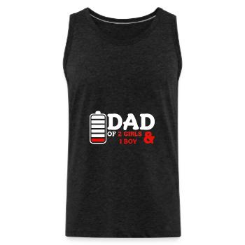 Dad of 2 Girls & 1 Boy - Men's Premium Organic Tank Top - charcoal grey - Front - Alexander (188cm)