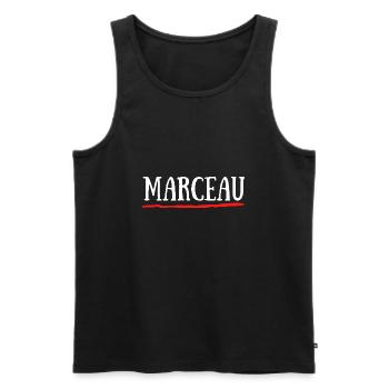 Marceau Prénom Naissance Anniversaire Cadeau - Débardeur bio Premium Homme - noir - Devant - AI Model Male 178 light (178cm)