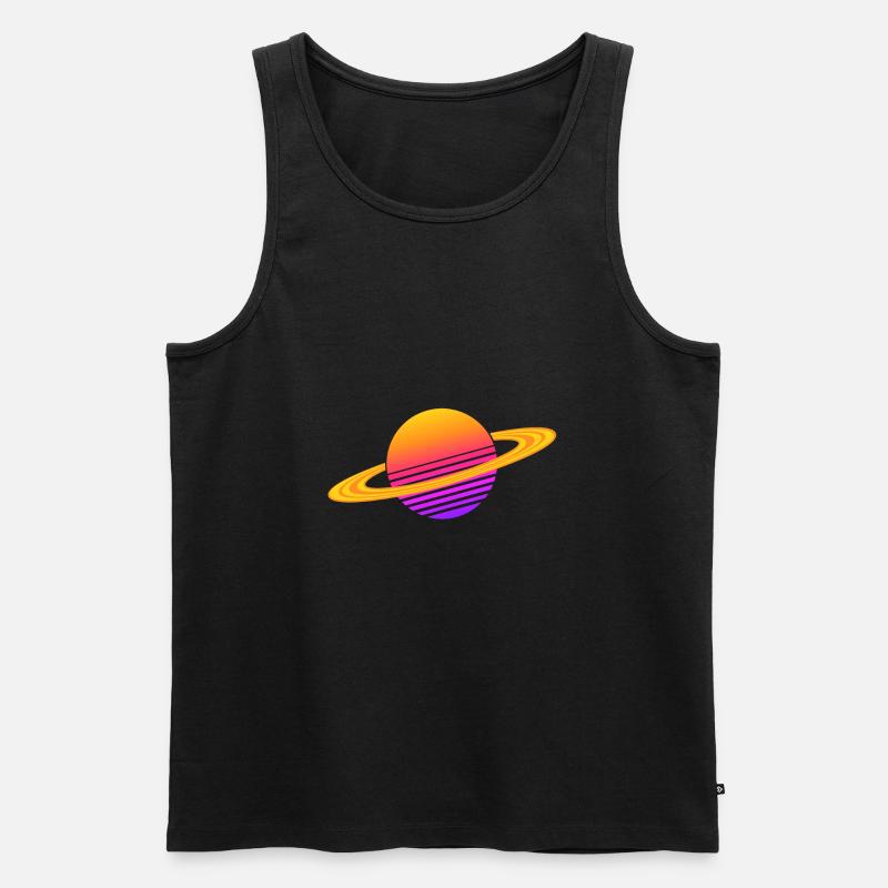 Synthwave Saturn - Männer Premium Bio Tank Top - Schwarz