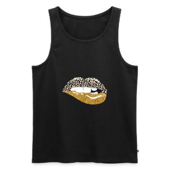 Lippen Kuss Leopard Print - Männer Premium Bio Tank Top - Schwarz - Vorne - AI Model Male 178 light (178cm)