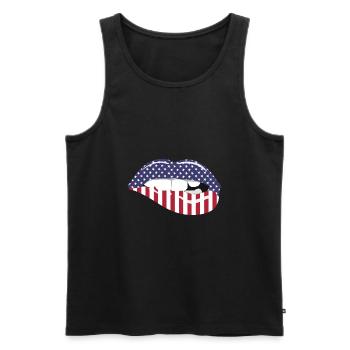 Lip Kiss USA Print - Men's Premium Organic Tank Top - black - Front - AI Model Male 178 light (178cm)