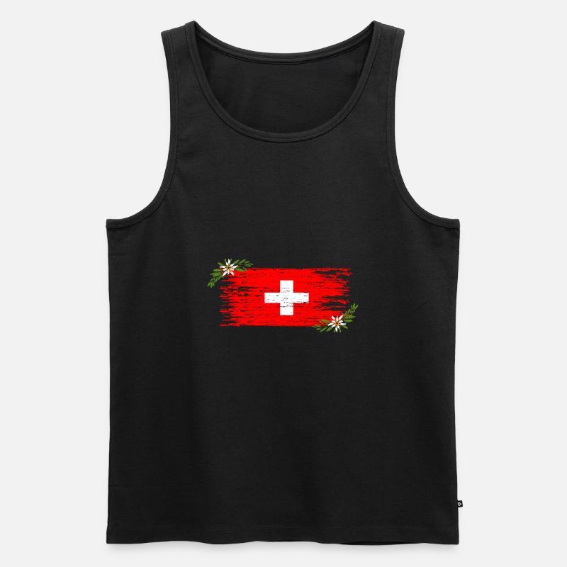 Schweizer Flagge - Männer Premium Bio Tank Top - Schwarz