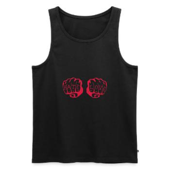 FIST OF LOVE AND HATE by VAN TRIBE - Männer Premium Bio Tank Top - Schwarz - Vorne - AI Model Male 178 light (178cm)