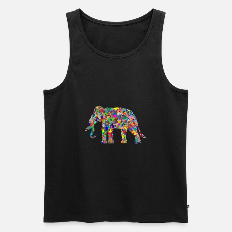 Elefant bunte Farbkleckse Geschenk Geschenkidee - Männer Premium Bio Tank Top - Schwarz